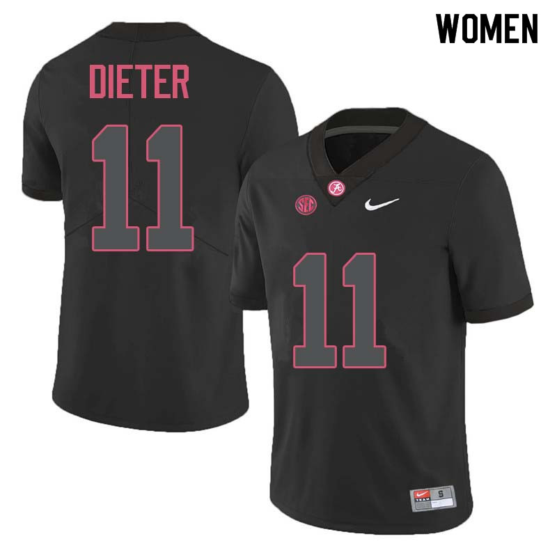 Women #11 Gehrig Dieter Alabama Crimson Tide College Football Jerseys Sale-Black